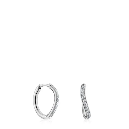 Pendientes aro de oro blanco y diamantes New Hav^TOUS Hot