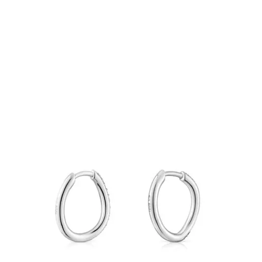 Pendientes aro de oro blanco y diamantes New Hav^TOUS Hot