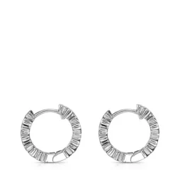 Pendientes aro de oro blanco con diamantes Puppies^TOUS Discount