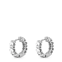 Pendientes aro de oro blanco con diamantes Puppies^TOUS Discount