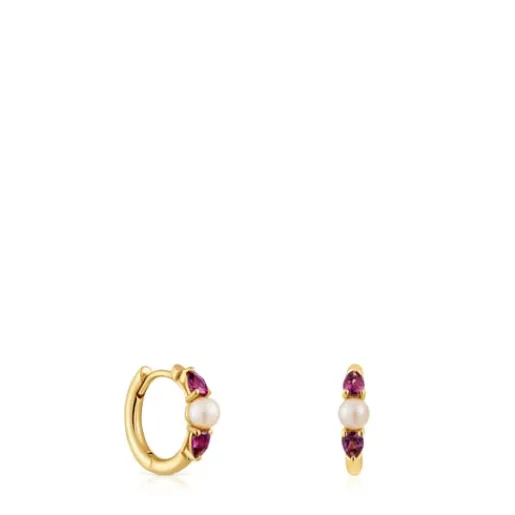 Pendientes aro de , rodolitas y perla cultivada Ivette^TOUS Sale