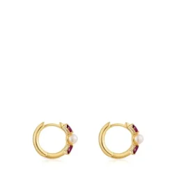 Pendientes aro de , rodolitas y perla cultivada Ivette^TOUS Sale