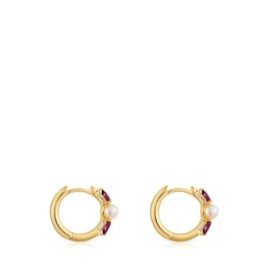 Pendientes aro de , rodolitas y perla cultivada Ivette^TOUS Sale