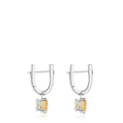 Pendientes aro de plata, citrino y diamantes Basic Colors^TOUS