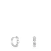 Pendientes aro de plata motivos flor Bold Motif^TOUS New