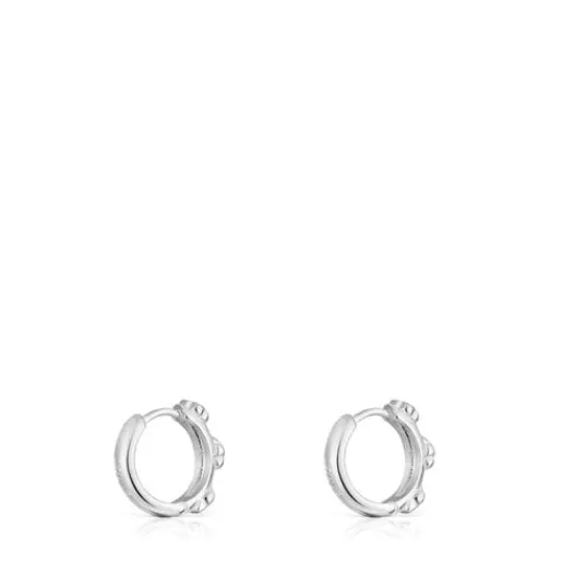 Pendientes aro de plata motivos flor Bold Motif^TOUS New