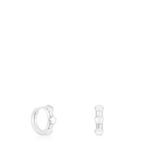 Pendientes aro de plata motivos flor Bold Motif^TOUS New