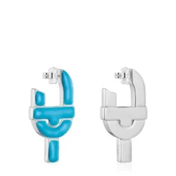 Pendientes aro de plata y esmalte azul MANIFESTO^TOUS Hot