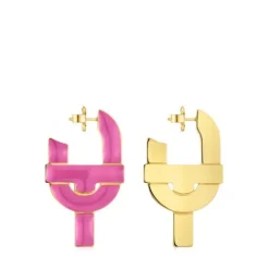 Pendientes aro de plata y esmalte fucsia MANIFESTO^TOUS Clearance