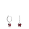 Pendientes aro de plata y rodolita mariposa Bold Motif^TOUS New