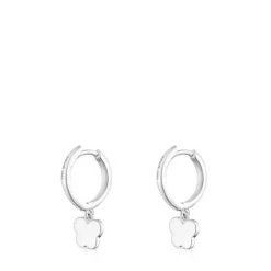Pendientes aro de plata y rodolita mariposa Bold Motif^TOUS New