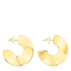 Pendientes aro grandes con baño de oro 18 kt sobre plata Gregal^TOUS Best