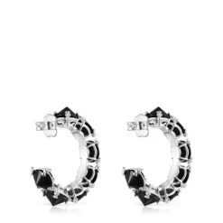 Pendientes aro grandes de plata y ónix Color Pills^TOUS Sale