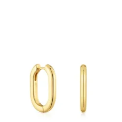 Pendientes aro largos con baño de oro 18 kt sobre plata 22 mm Basicos^TOUS Online