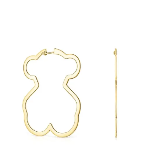 Pendientes aro oso con baño de oro 18 kt sobre plata Silueta^TOUS Online