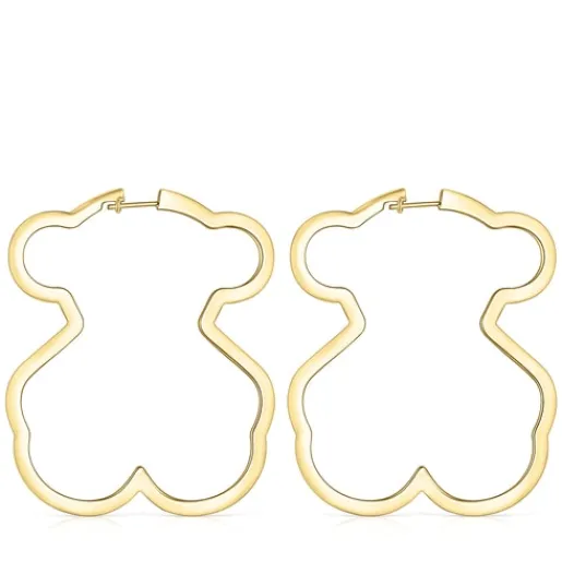 Pendientes aro oso con baño de oro 18 kt sobre plata Silueta^TOUS Online