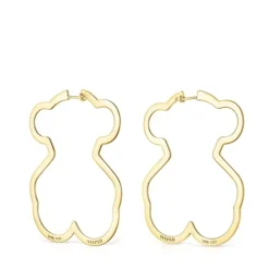Pendientes aro oso con baño de oro 18 kt sobre plata Silueta^TOUS Online