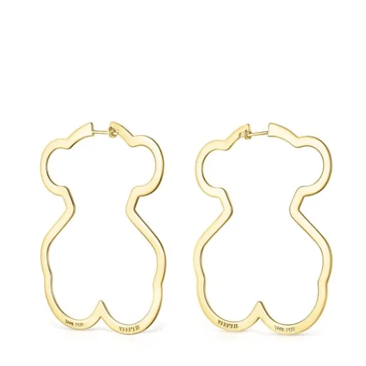 Pendientes aro oso con baño de oro 18 kt sobre plata Silueta^TOUS Online