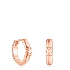 Pendientes aro oso con baño de oro rosa 18 kt sobre plata Basics^TOUS Best