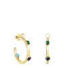 Pendientes aro pequeños con baño de oro 18 kt sobre plata y gemas Glory^TOUS Sale