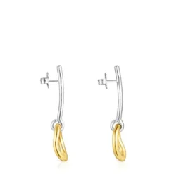 Pendientes bicolor con anilla con baño de oro 18 kt sobre plata Hav^TOUS Online
