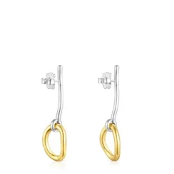 Pendientes bicolor con anilla con baño de oro 18 kt sobre plata Hav^TOUS Online