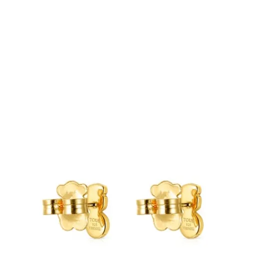 Pendientes con baño de oro 18 kt sobre plata y ónix y perla Glory^TOUS Best