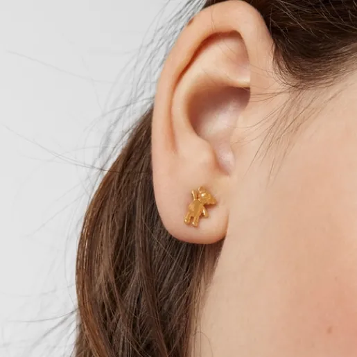 Pendientes con baño de oro 18 kt sobre plata Teddy Bear^TOUS Hot