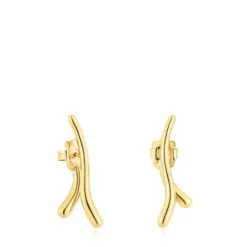 Pendientes con baño de oro 18 kt sobre plata doble onda New Hav^TOUS Best