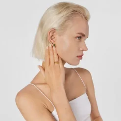 Pendientes con baño de oro 18 kt sobre plata, calcedonia tratada y citrino Virtual Garden^TOUS Outlet