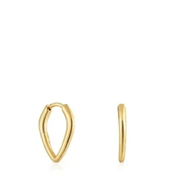 Pendientes con baño de oro 18 kt sobre plata cortos con aro púa Basics^TOUS Best