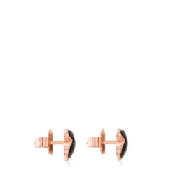 Pendientes con baño de oro rosa 18 kt sobre plata y ónix facetado Motif^TOUS Hot