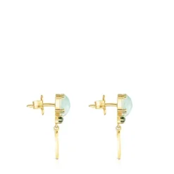 Pendientes con baño de oro 18 kt sobre plata, amazonita y malaquitas Fragile Nature^TOUS Hot
