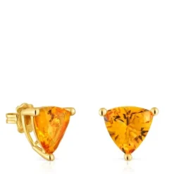 Pendientes con baño de oro 18 kt sobre plata y citrino creado en laboratorio Color LGG^TOUS Best