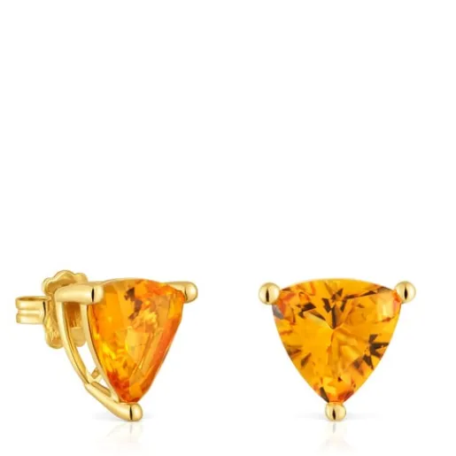 Pendientes con baño de oro 18 kt sobre plata y citrino creado en laboratorio Color LGG^TOUS Best