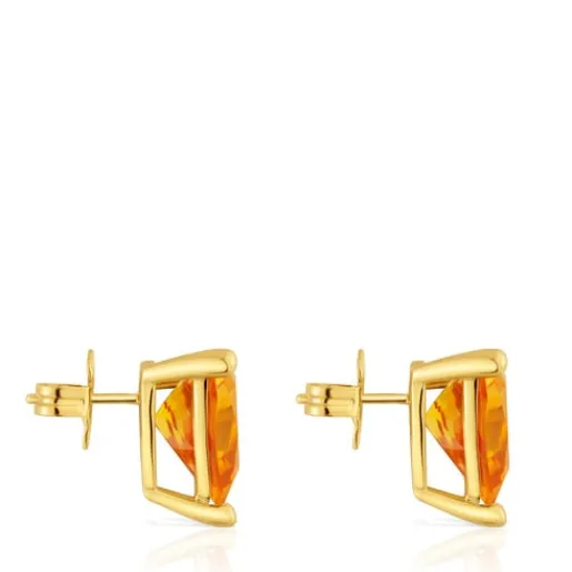 Pendientes con baño de oro 18 kt sobre plata y citrino creado en laboratorio Color LGG^TOUS Best