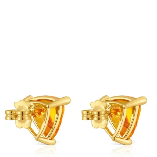 Pendientes con baño de oro 18 kt sobre plata y citrino creado en laboratorio Color LGG^TOUS Best