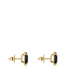 Pendientes con baño de oro 18 kt sobre plata y ónix Cachito Mío^TOUS