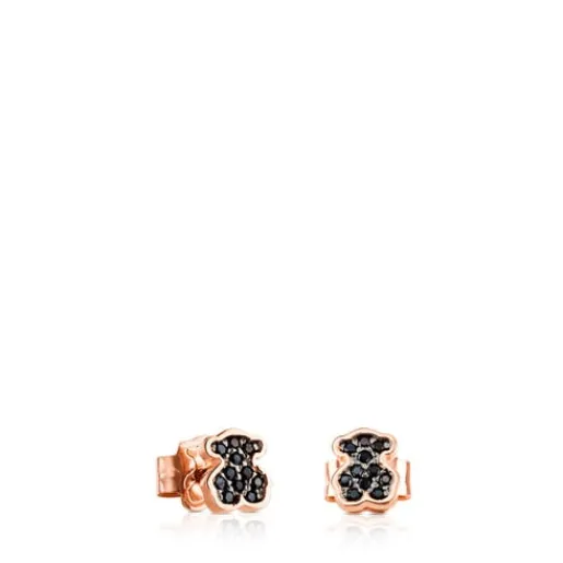 Pendientes con baño de oro rosa 18 kt sobre plata y espinelas motivo oso Motif^TOUS Discount