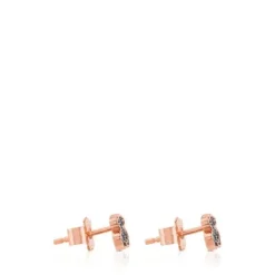 Pendientes con baño de oro rosa 18 kt sobre plata y espinelas motivo oso Motif^TOUS Discount