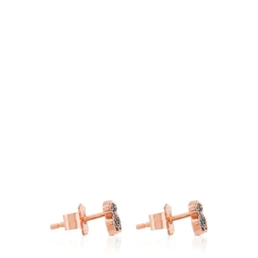 Pendientes con baño de oro rosa 18 kt sobre plata y espinelas motivo oso Motif^TOUS Discount