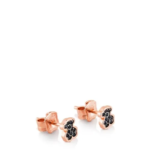 Pendientes con baño de oro rosa 18 kt sobre plata y espinelas motivo oso Motif^TOUS Discount