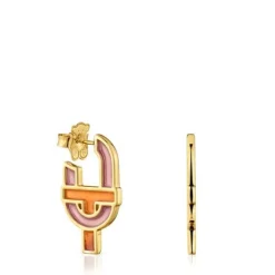 Pendientes con baño de oro 18 kt sobre plata y esmalte MANIFESTO^TOUS Outlet