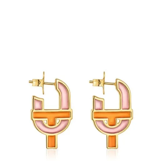 Pendientes con baño de oro 18 kt sobre plata y esmalte MANIFESTO^TOUS Outlet