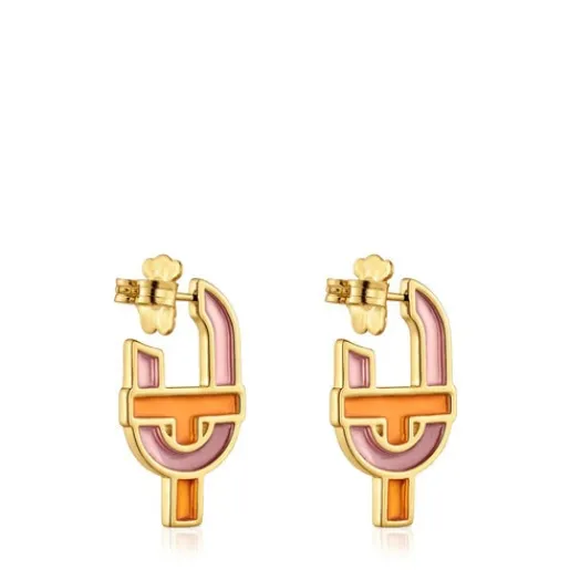Pendientes con baño de oro 18 kt sobre plata y esmalte MANIFESTO^TOUS Outlet