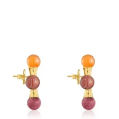 Pendientes con baño de oro 18 kt sobre plata y gemas X LEA COLOMBO^TOUS Sale