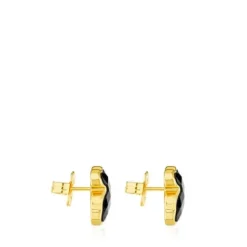 Pendientes con baño de oro 18 kt sobre plata y ónix facetado Color^TOUS New