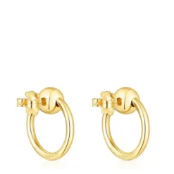 Pendientes con baño de oro 18 kt sobre plata círculo Plump^TOUS New