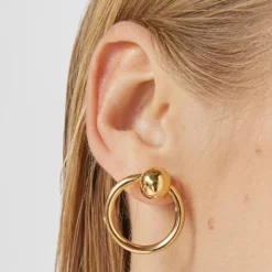 Pendientes con baño de oro 18 kt sobre plata círculo Plump^TOUS New