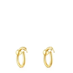 Pendientes con baño de oro 18 kt sobre plata doble círculo Plump^TOUS